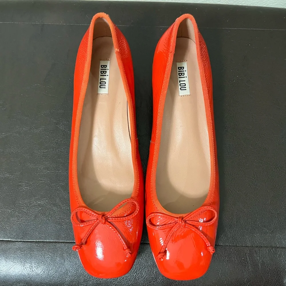 Anthropologie Bibi Lou Heeled Ballet Pumps Red 41 EU 10 US - Picture 10 of 16